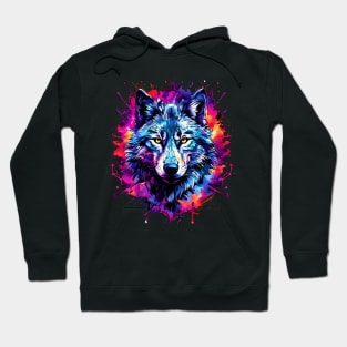 Wolf Face - Graphic design, Vibrant Colors, Colorful Art, Wolf Gift for Women, Men, Kids, Nature Lover, Wildlife, Animal, Howling, Moon, Best Gift for Wolf Lover, Hoodie